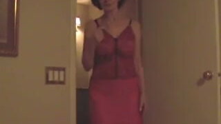 Mature wears lingerie and blows me 